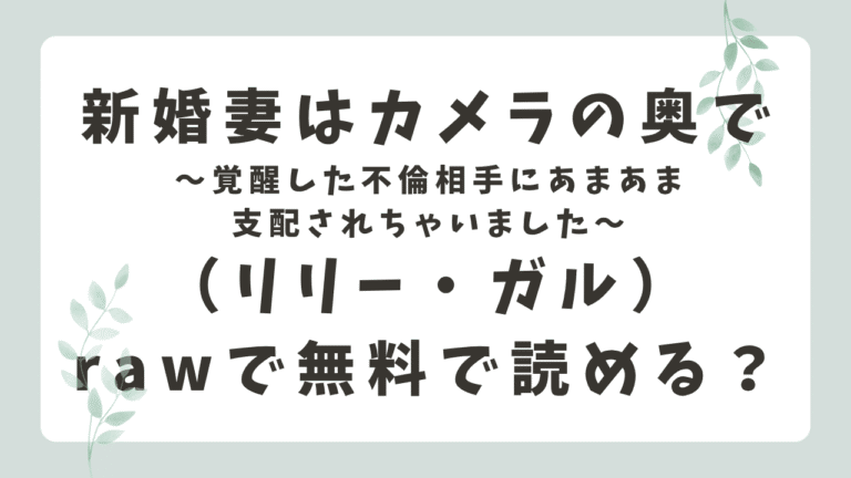 新婚妻はカメラの奥でrawで無料で読める？漫画はどこで読めるか調査！（リリー・ガル）