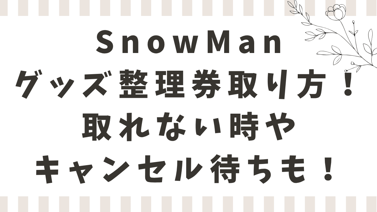 SnowManグッズ整理券の取り方！いつから何時から？取れない時やキャンセル待ちも！